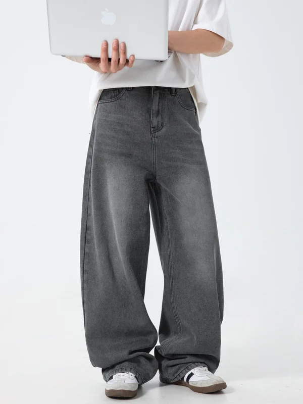 

Retro Washed Wide Leg Men's Jeans Spring Summer Style Loose Fit Casual Pants Classic Basic Trendy Brand Vintage Loose Trousers