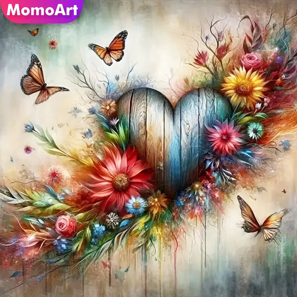 Momoart Love Heart Diamond Painting Landscape DIY Kits Suitable for Beginners Diamond Mosaic Flower Cross Stitch Wall Decor