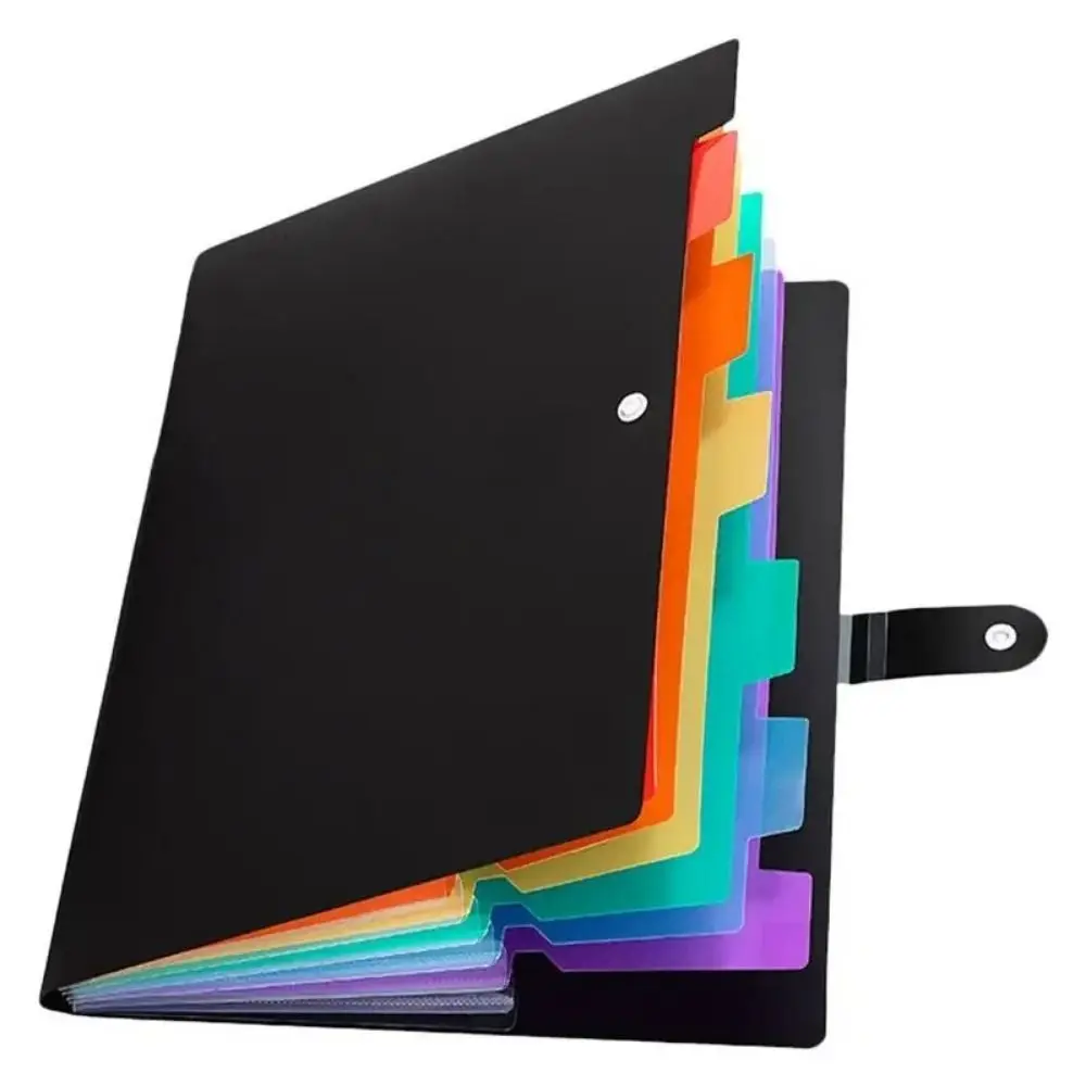 7 Kantong Tas Folder File A4 Sisipan Warna Pengatur File Akordeon Kapasitas Besar Dokumen Folder Penyimpanan File Hitam Rahasia
