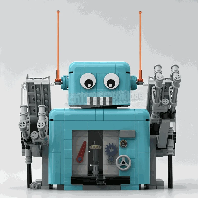 1240PCS Vintage Robot Building Blocks Mechanical Ball Run Module DIY Assembly Interactive Science Model Creative Display Gifts