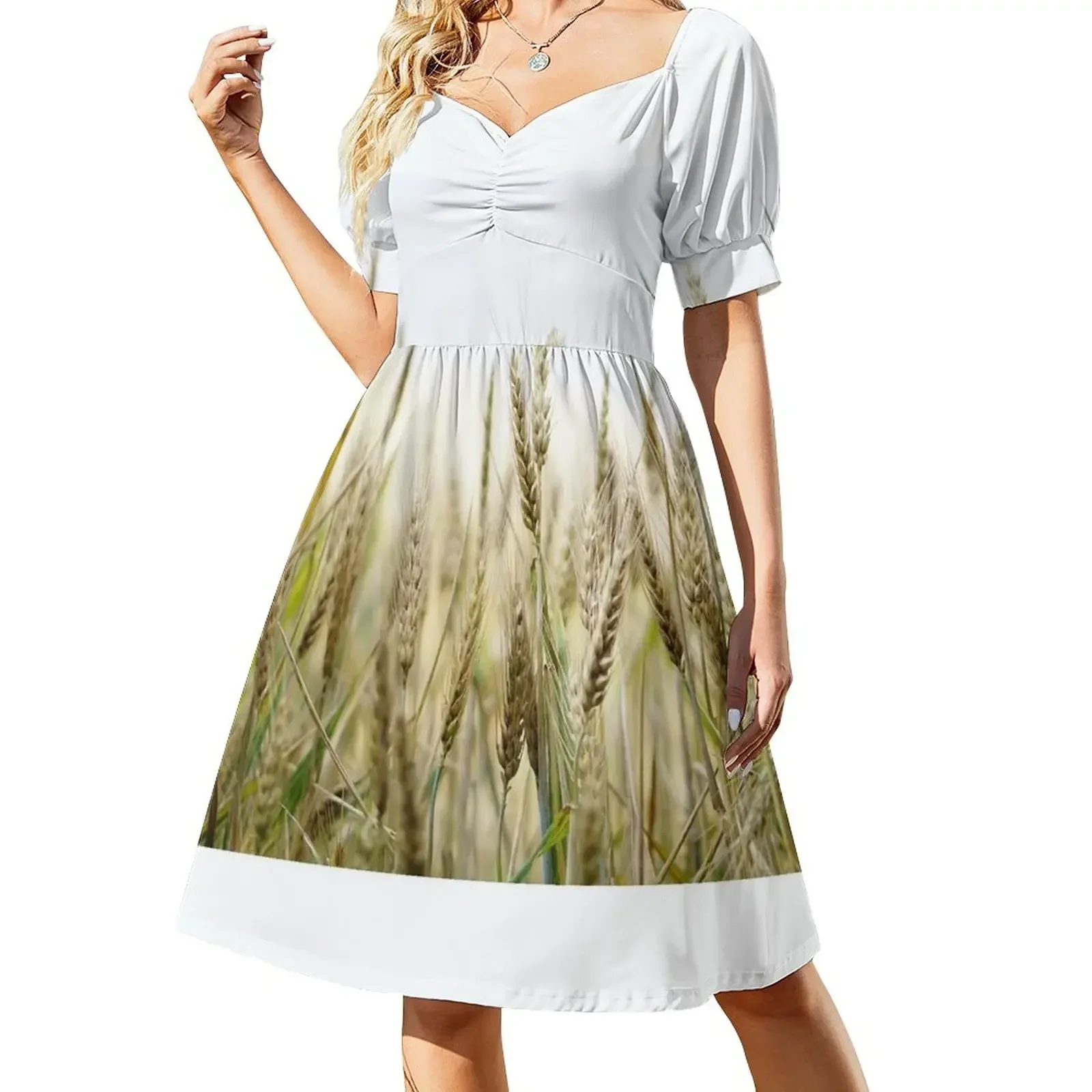 

Wheat Short-Sleeved Dress Aesthetic clothing dresses for special events Dress