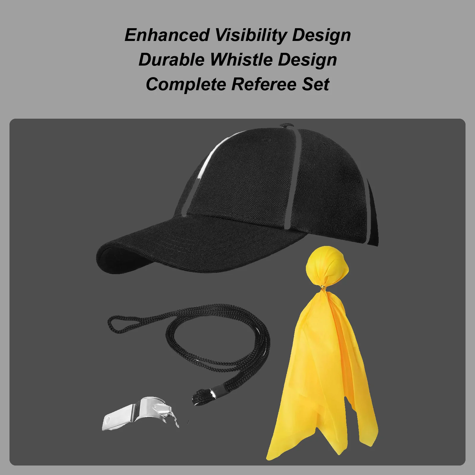 

Аксессуары для костюма рефери, многофункциональный комплект со шляпой, флагом и свистком, шляпа рефери, свисток для мужчин, женщин, молодежи, подростков
