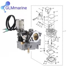 6AH-14301 Carburetor For YAMAHA 4 Stroke 15HP 20HP  F15 F20  Outboard Motor  6AH-14301-00 6AH-14301-01 6AH-14301-02