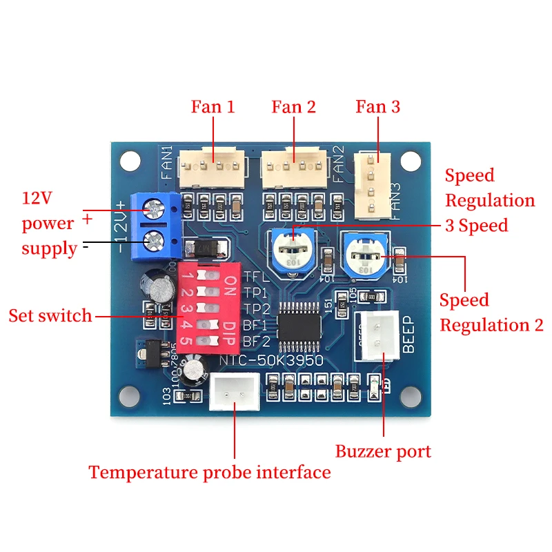 PWM PC CPU ventilateur contrôle de température carte contrôleur de vitesse contrôleur de vitesse sonde de température Buzzle DC 12 V 5A
