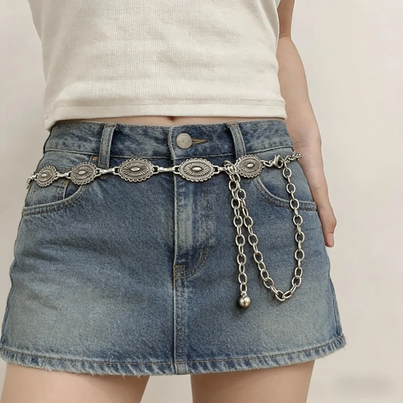 Ethnic style Waist Carved Chain Accessories Bohemian Versatile Belt Women's Dress High-end Dress With Waistband Retro Belts
