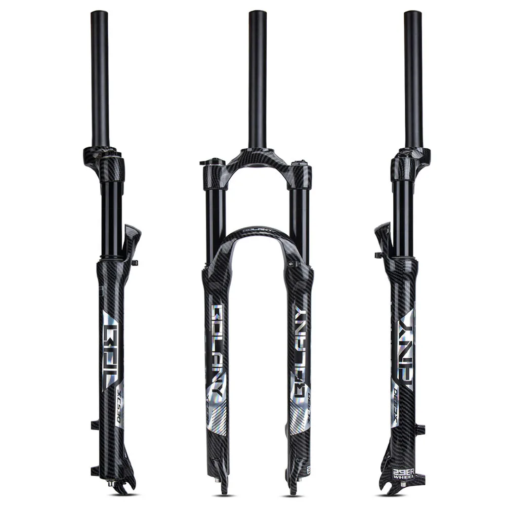 BOLANY Air suspension 29 mtb Fork Magnesium Alloy Carbon Pattern Mountain Bike Fork Shock Absorber Quick Release Travel 120mm