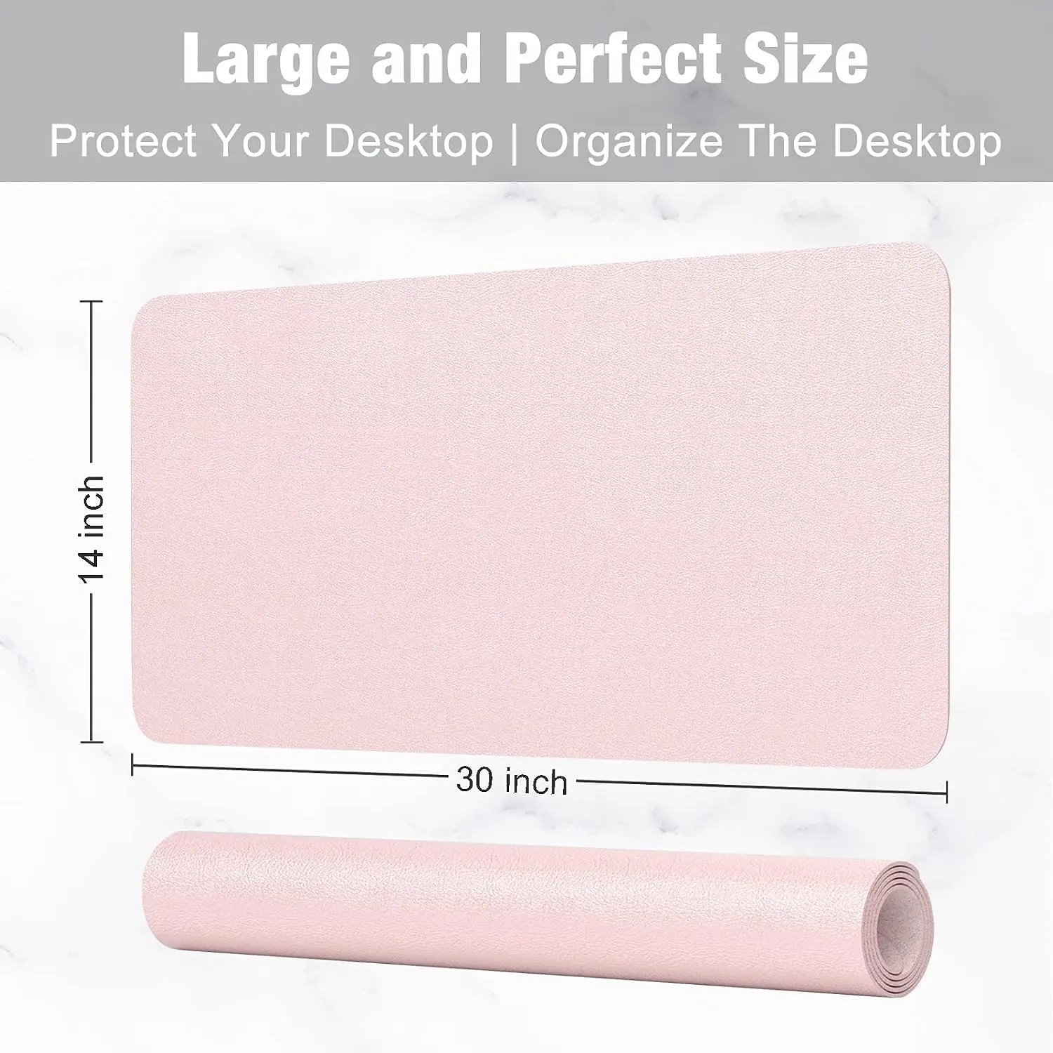 30x14 Inch PU Leather Desk Pad, Large Extended Mouse Pad with Non-Slip Base for Office Home Writing, Pink - view 3