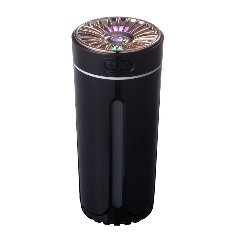 Wireless Air Humidifier Colorful Lights Mute USB Fogger Purifier 800MAh Rechargeable Cool Mist Maker for Car Black