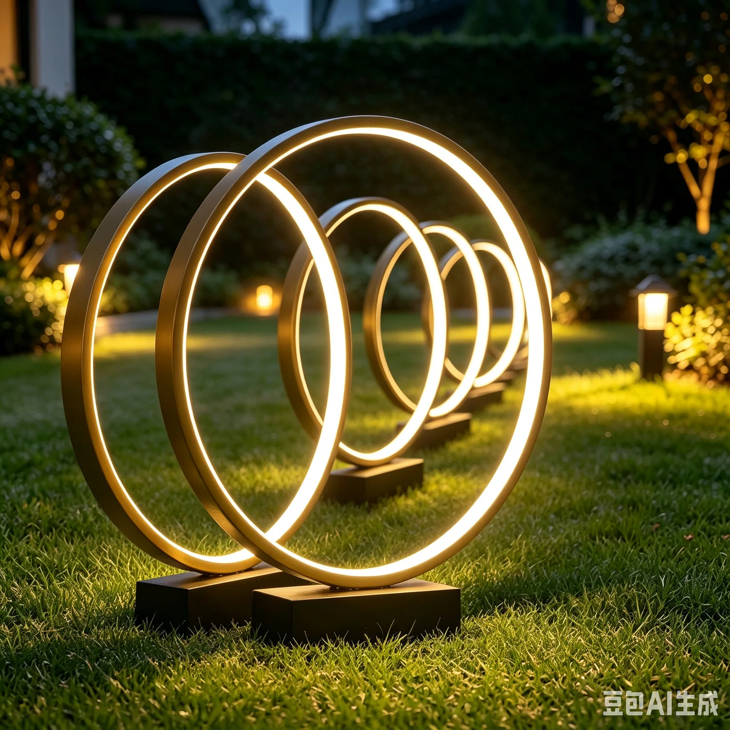 3000K Circular Garden Lamp for Street Creative Wall Sconce Household Lawn Creative Display Light LED Lawn Light AC80-265V IP65