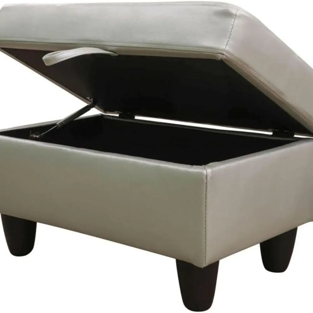 Banco otomano de piel sintética con tapa con bisagras, verde plateado, 28,5x19x17,5 para espacios habitables