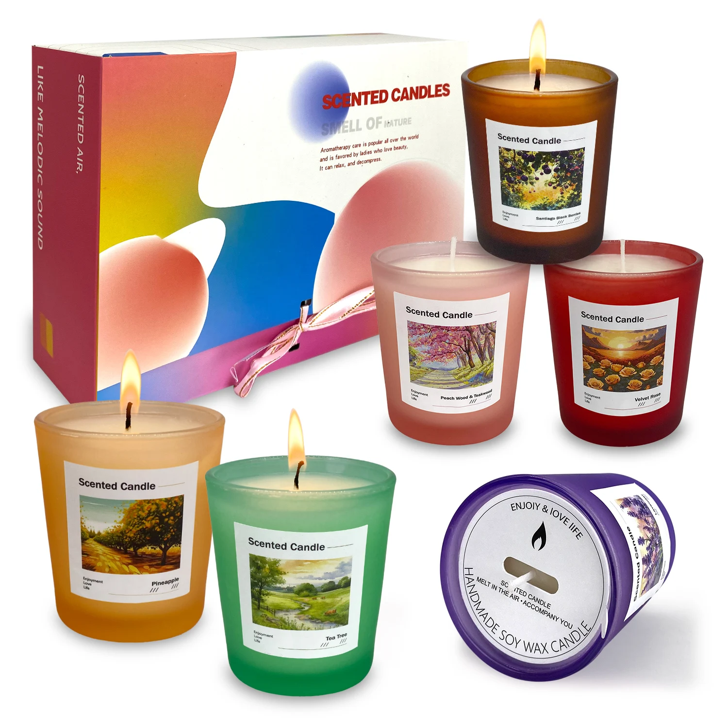 Scented Candle Set - مجموعة هدايا من الشموع المعطرة، 6