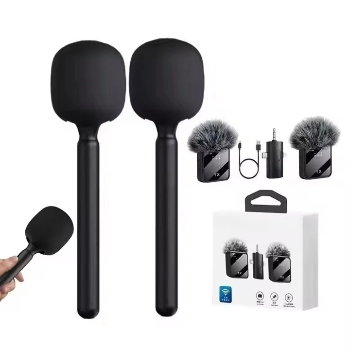 Wireless microphone connector 3-in-1 wireless collar microphone for mobile street interviews