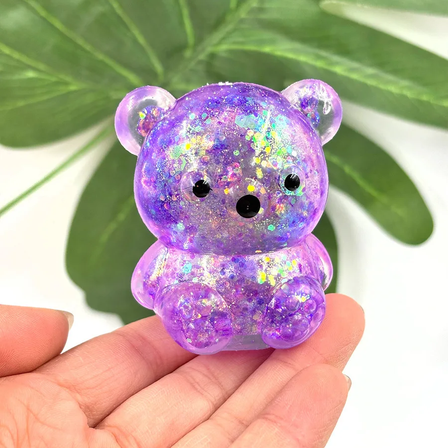 Super Soft Cute Cartoon Glitter Bear Slow Rebound Squishy Toy Squeeze Fidget Stress Relief Gift for Adult Anxiety Stress Relief
