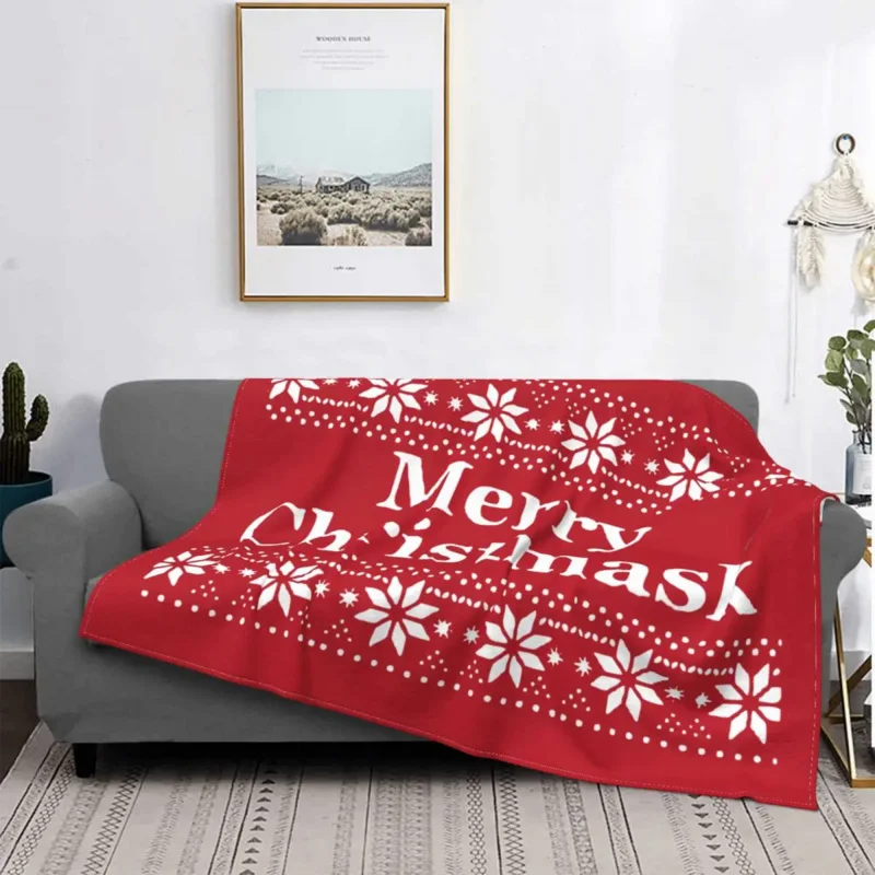 Merry Christmas Blankets Fleece Decoration Portable Ultra-Soft Throw Blanket for Home Car Plush Thin Quilt