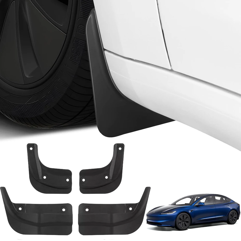 

4PCS Car Mud Flaps Fender Front & Rear Mud Guards Splash, No Drilling Mudguards Fenders with Hardware Kits for Tesla Model Y 3