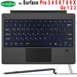 Teclado retroiluminado para Microsoft Surface Pro 3, 4, 5, 6, 7, 8, 9 Pro X, Trackpad inalámbrico Go 1, 2, 3, teclado delgado Español con Ñ