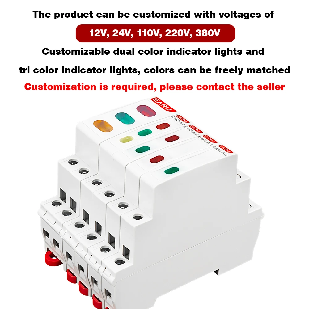 10/18 мм Рельсовый индикатор AC DC 220 В 230 В Светодиодный двухцветный сигнальный светильник Трехцветный индикатор 50/60 Гц Свет Красный Зеленый Синий