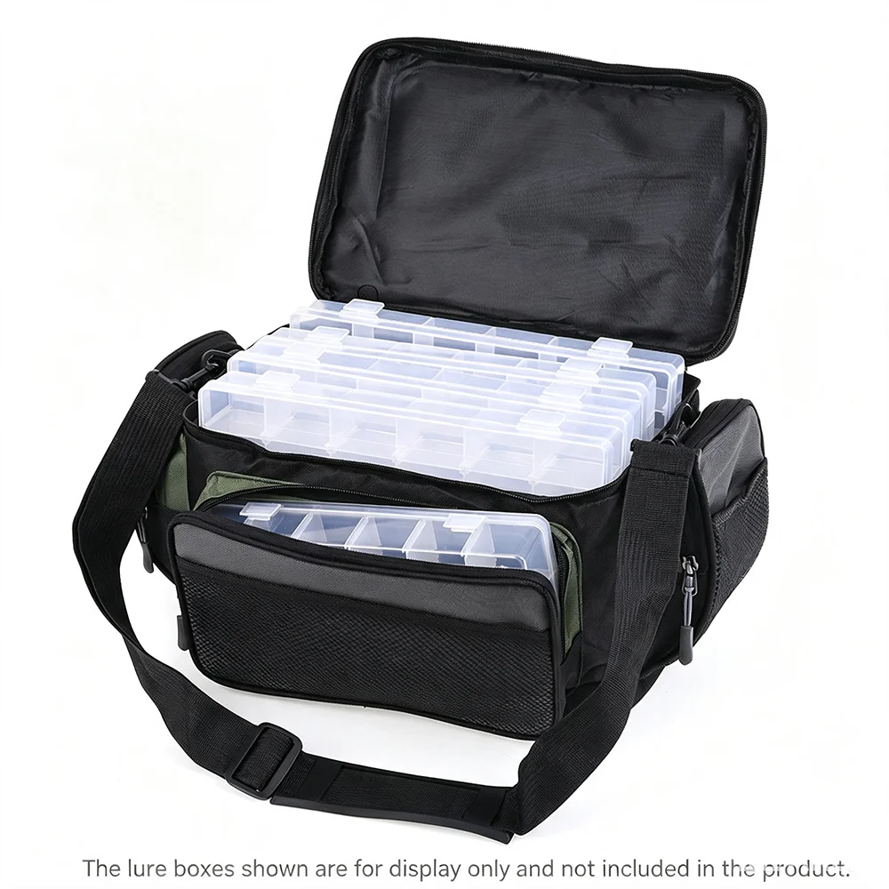 Double-Color Large Capacity Case Multifunctional Fishing Tackle Bags Oxford Fishing Bag Fishing Reel Line Lure Tools Storage Box