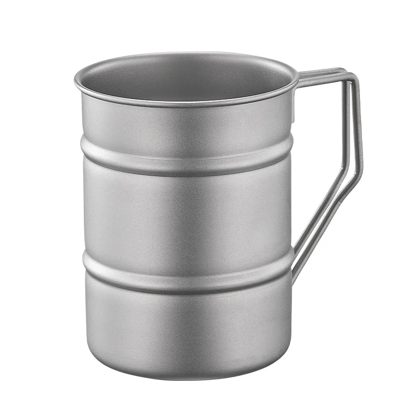 500ml Pure Titanium Oil Barrel MUG For Beer/Coffee With Handle,Single Layer,Antibacteria,Sandblasted,Outdoor Travel Water Cup