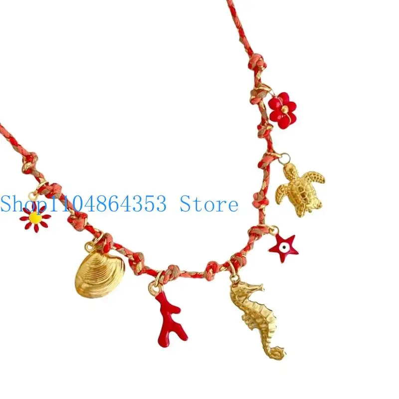 652F Versatile Adjustable Cord Necklace With Pendant For Casual Outfit Enhancement