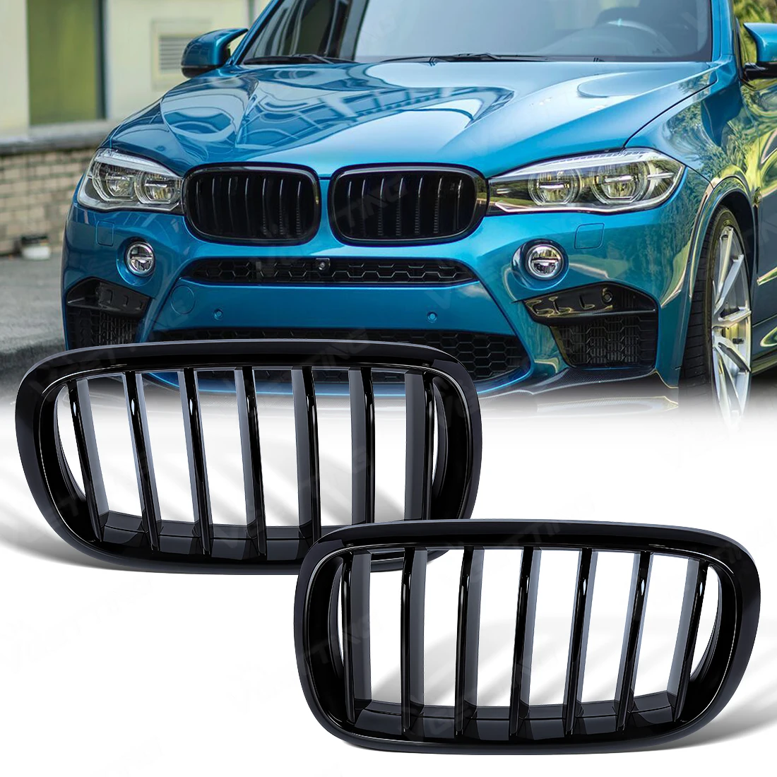 

Front Bumper Grille For BMW X5 F15 X6 F16 X5M F85 X6M F86 2014-2018 Car Front Kidney Single Line Grilles Grossly Black Cover
