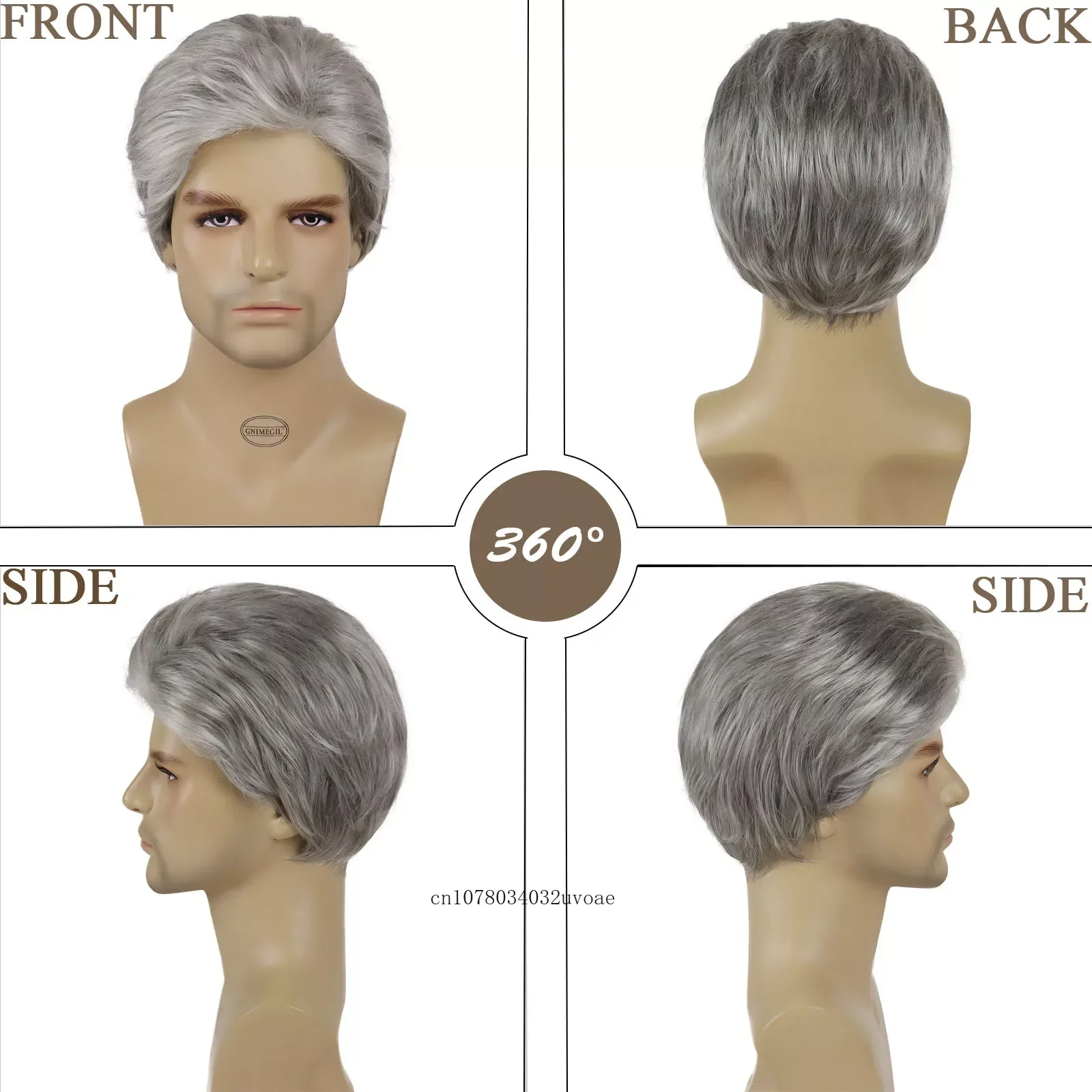 Synthetic Short Haircuts Wigs for Men Gray Color Hair Cosplay Wigs for Old Man Halloween Costume Mix Grey Grandpa Blanche Wigs