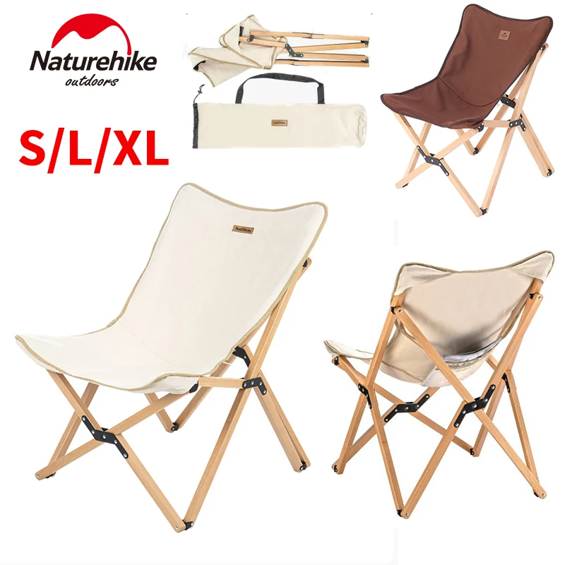 Naturehike Folding Wooden Chair Portable for Outdoor Travel Fishing Picnic Seat Wear-resistant Beech Steady Butterfly Chair