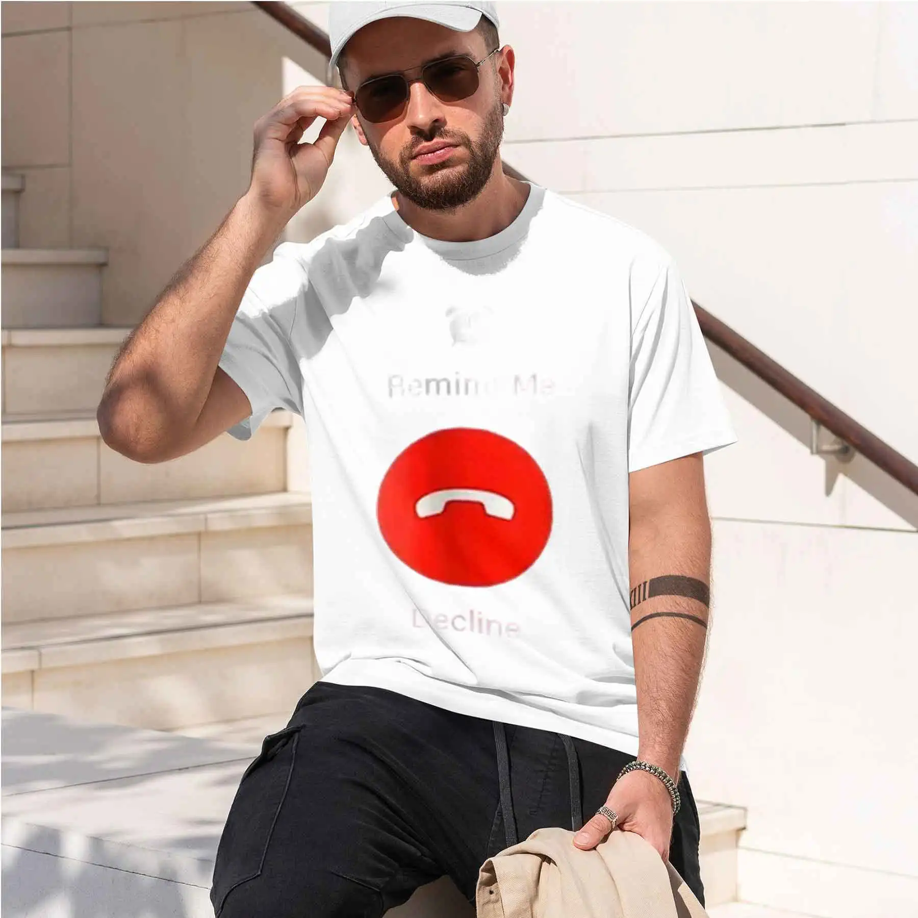 2026 new printed T-shirt Men's Fun Decline Call Print Short Sleeve T-shirts Casual Loose Crew Neck Tees