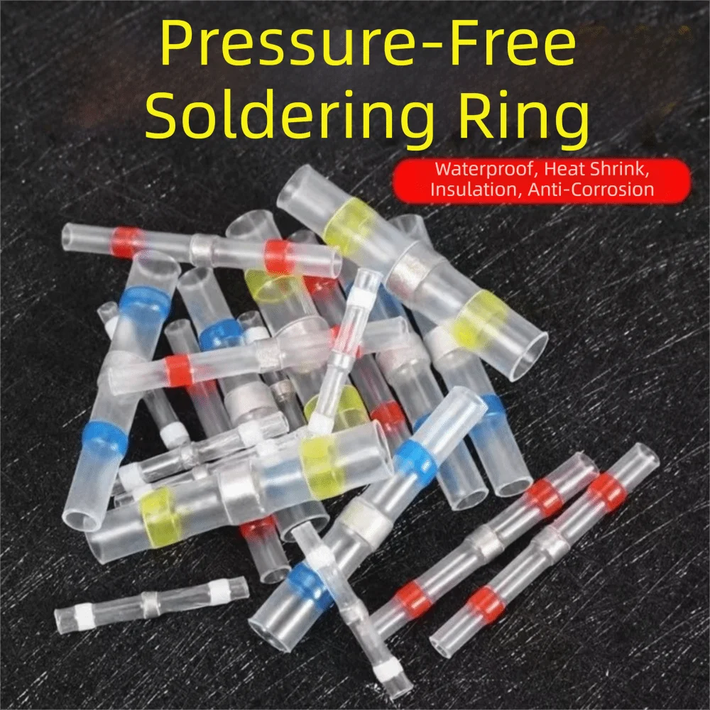 50/100Pcs Waterproof Heat Shrink Solder Sleeves Thermal Insulation Insulated Heat Shrink Tubing with Box Thickening Solder Ring