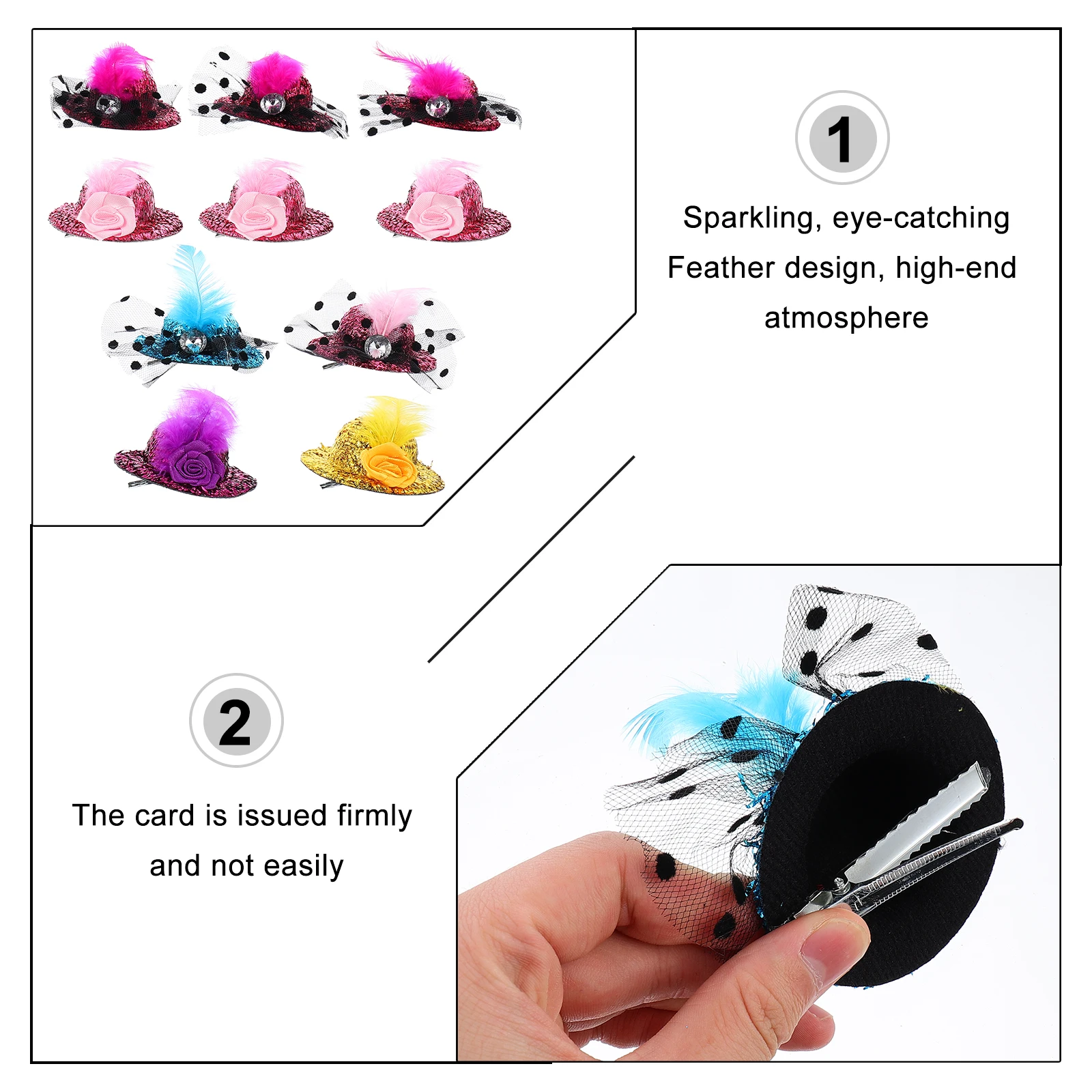 

10pcs Hair Clips Mini Hat Bobby Pins Party Headwear Elegant Barrettes Lace Hair Accessories Formal Hairpins