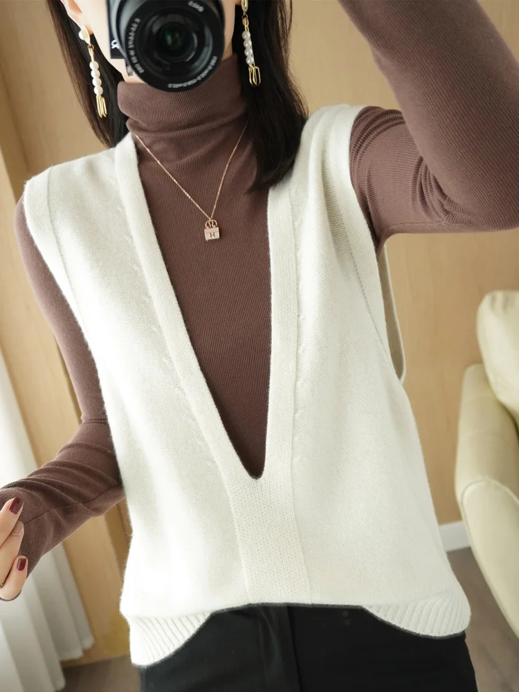 Sweater Vest Loose Deep V Neck Sleeveless Short Knitted Pullover Vests ThickWarm New In Knitwear Jumper Outerwear Fashion Trends