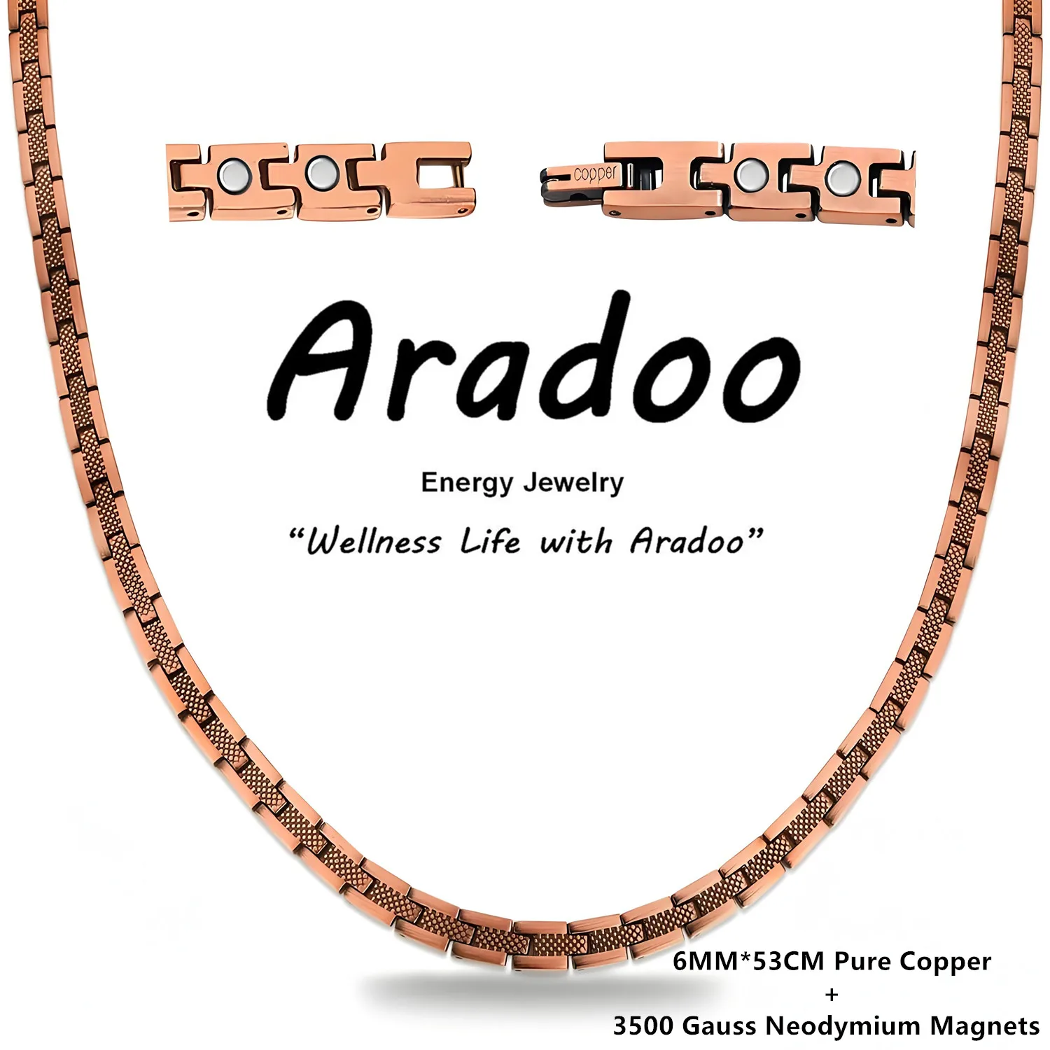 ARADOO Premium Pure Copper Necklace for Men Women with Ultra Strength Magnets Collar Jewelry Gifts