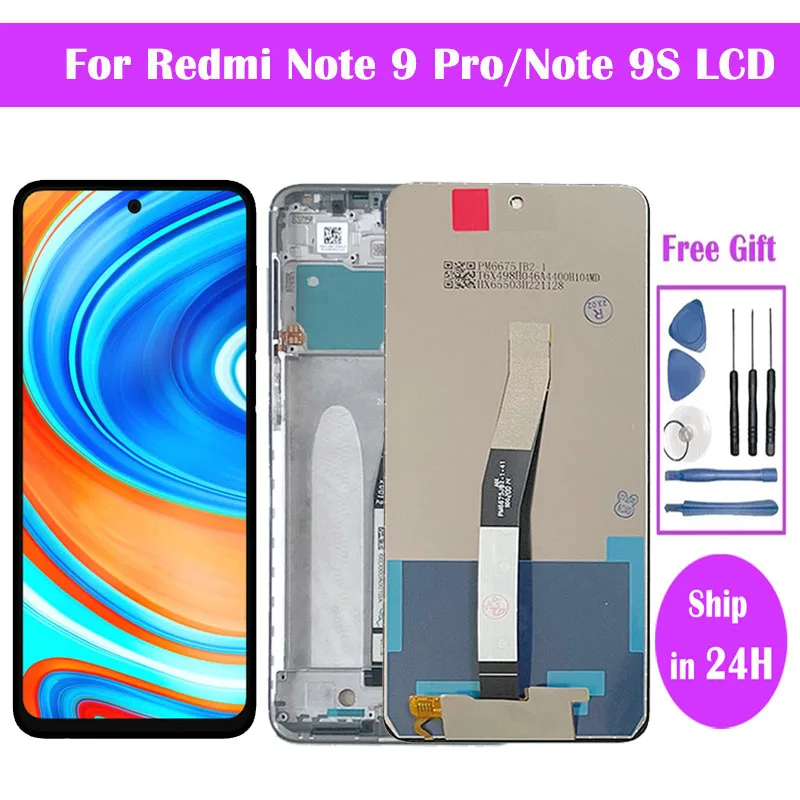 Lcd para xiaomi redmi note 9s m2003j6a1g display lcd tela de toque digital com quadro para redmi note 9 pro substituição