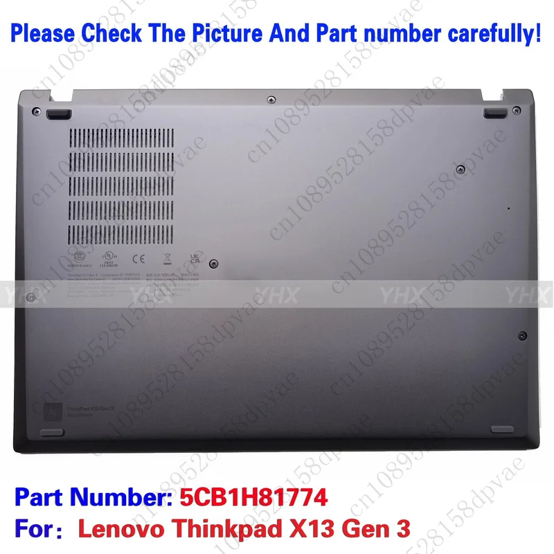 

GYX Новый для Lenovo Thinkpad X13 Gen 3, нижняя часть корпуса 5CB1H81774 AL WLAN, серебристый.