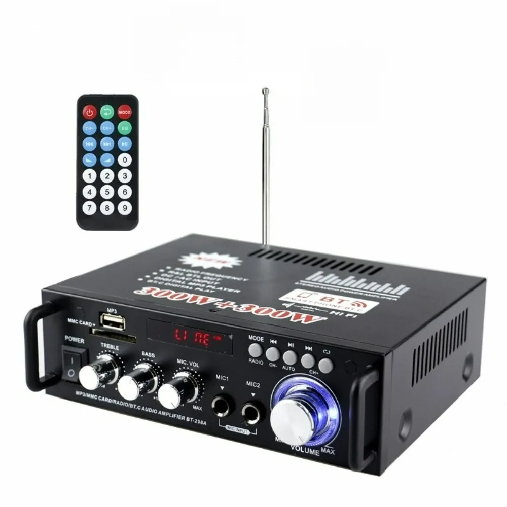 Mini Small Power Amplifier, Speaker Power Amplifier, Card U Disk, Microphone with Radio DC 12 Volts 220V