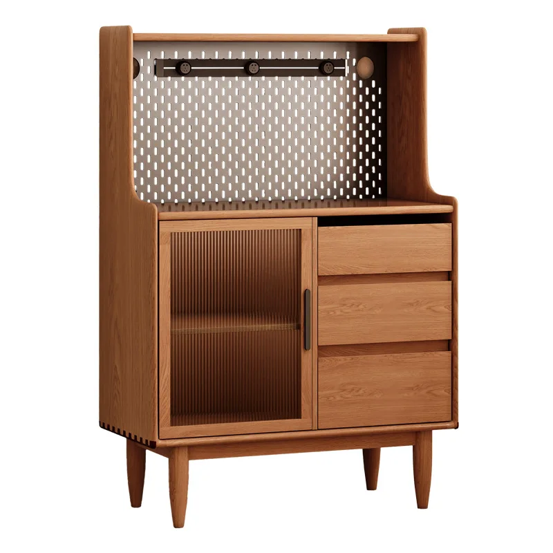 Cherry wood dining side cabinet Japanese-style solid wood tea Nordic storage living room wall coffee machine placement table
