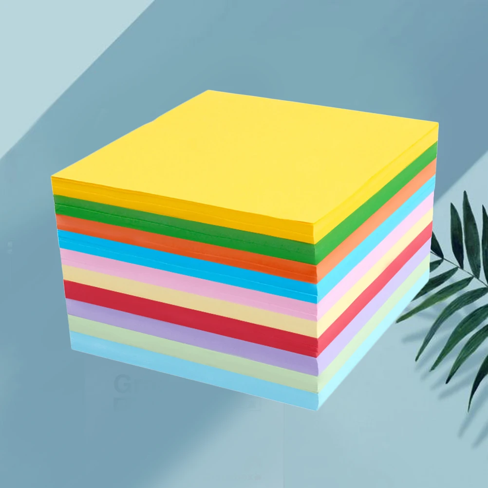 1000 fogli pieghevoli quadrati di carta origami a doppia faccia, 10 colori, per l'addestramento artistico artigianale, carte pieghevoli di carta origami