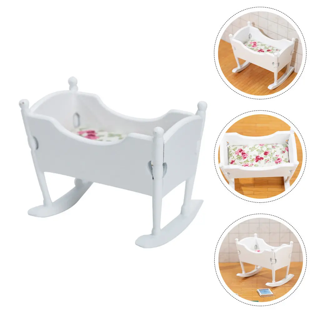 

Dollhouses Miniature Furniture White Cradle Adorn No Burrs Delicate Modern Appearance Enhance Imagination Cognitive Ability