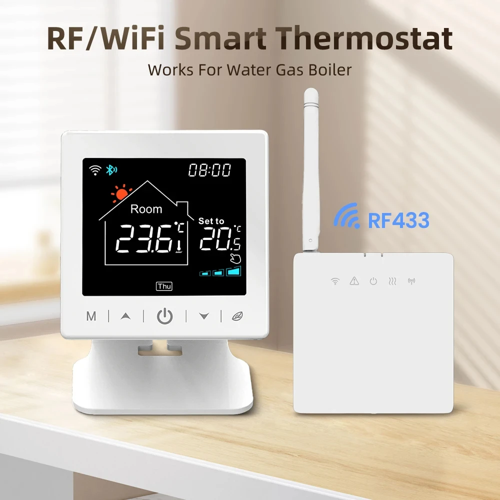 MIUCDA-Tuya WiFi Termostato Inteligente, RF 433, Controlador de Temperatura Sem Fio, Alimentado por Bateria, Funciona com Alexa, Google Home