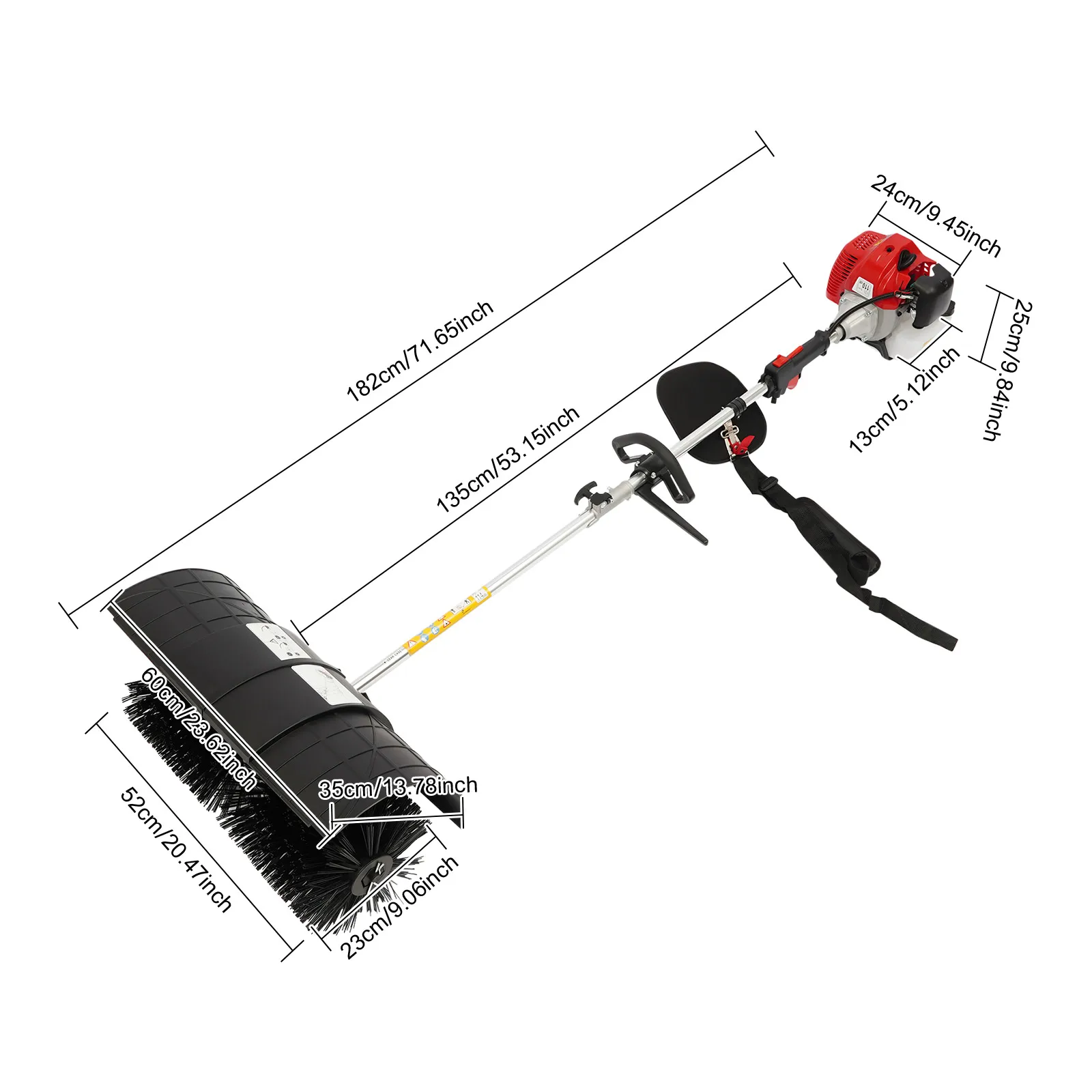 Handheld Lawn Sweeper 52cc 2-Stroke 2.3HP 8500RPM Leaf Sweeper with 20.5in Brush for Yard Garden