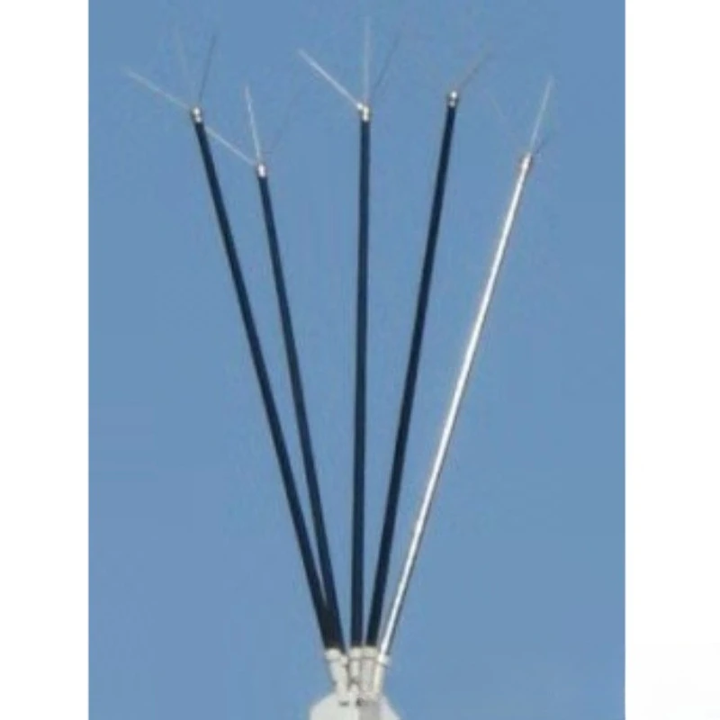 Semiconductor less long needle lightning suppression device, lightning arrester lightning rod flash connector