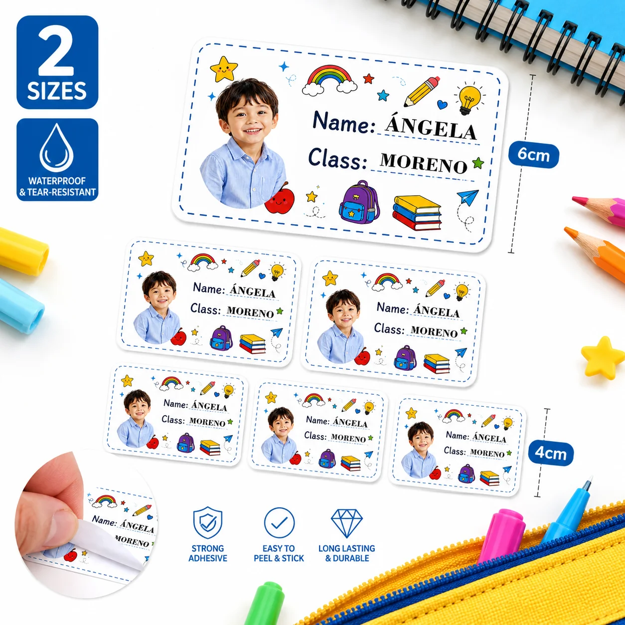

24Pcs Custom Back-To-School Stickers, Name Photo Stickers, Self-Adhesive Reusable Glossy Stickers, Suitable for Office, Home Decoration - Irregular Shapes, Durable Paper, DIY Personalized Water Bottles, Notebooks, Mobile Phones, Office Stickers, Custom Na