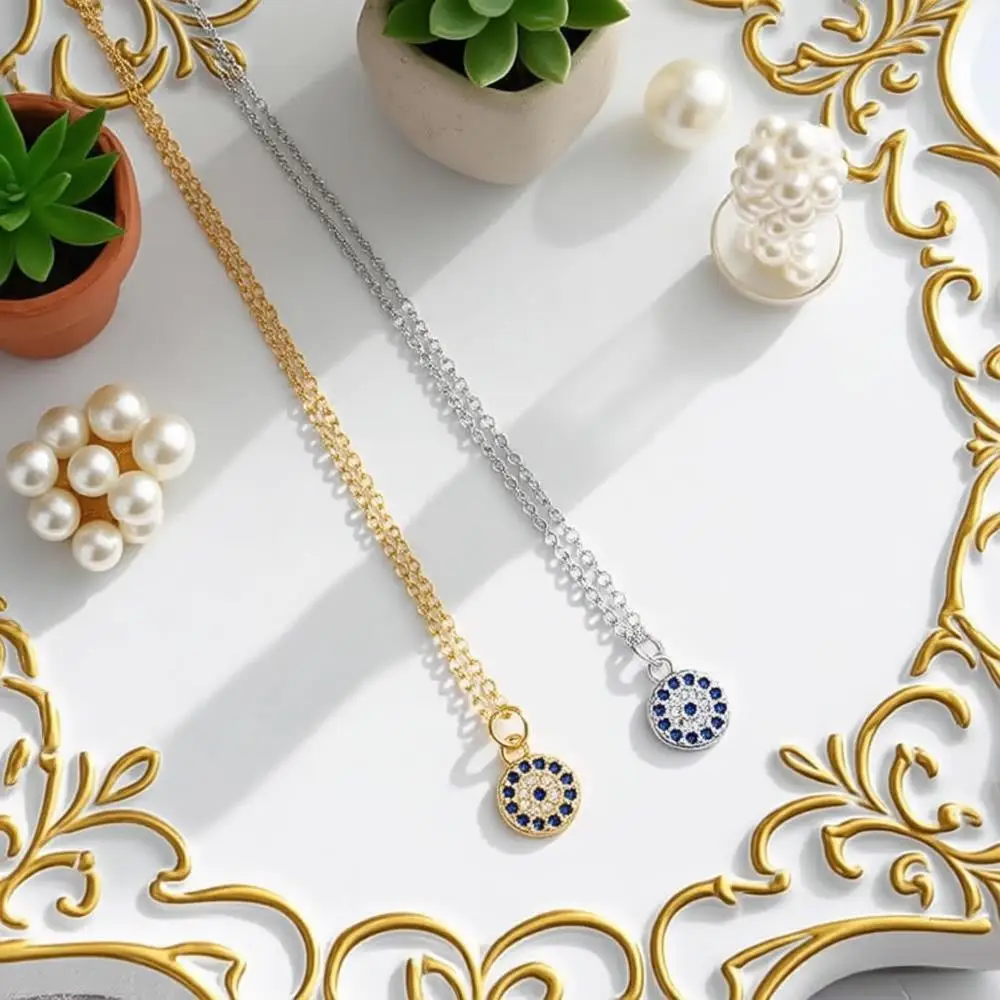 Charm 925 Sterling Silver Devil's Eye Crystal Zircon Pendant Necklaces for Women Girls Engagement Party Jewelry Gifts Accessory