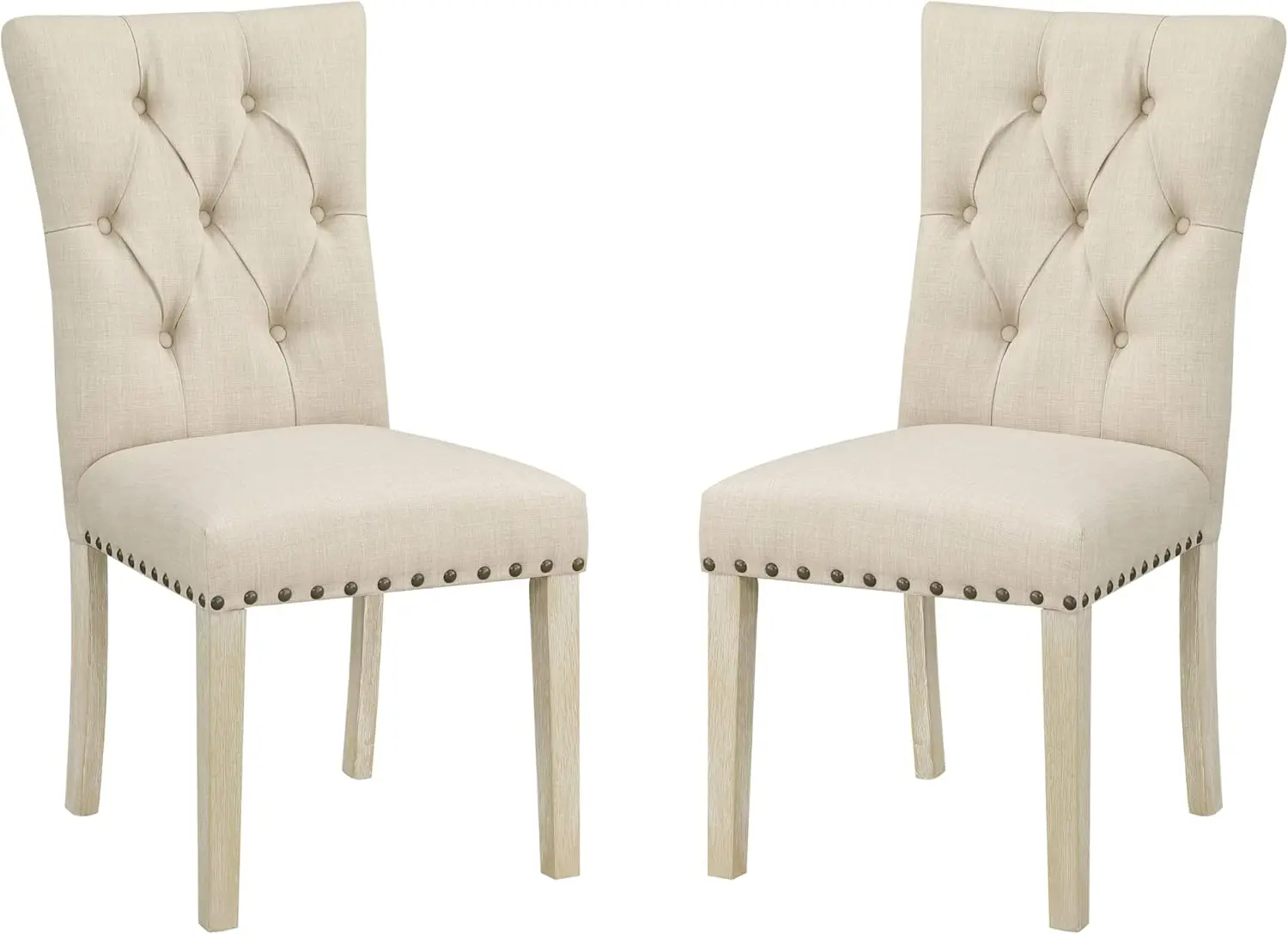 

Обеденный стул OSP Home Furnishings Preston, комплект из 2 предметов с тафтинговой спинкой на пуговицах и отделкой в виде головки гвоздя из античной бронзы, ткань из мешковины