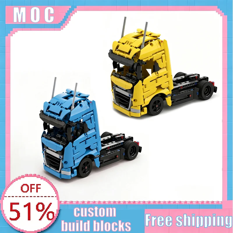 

NEW Yellow Heavy Duty Truck MOC Building Blocks Technical Lorry Vehicle Model DIY Assembly Educational Collection Birthday Gifts