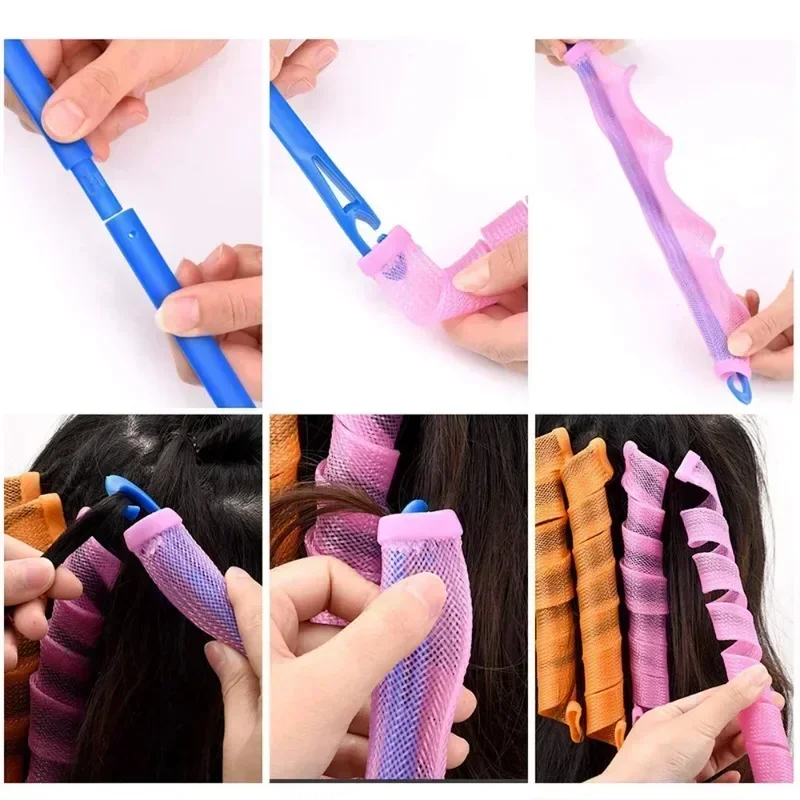 10 Stuks Zonder Warmte Haarrollers Heatless Haarkrultang Golfvormers Kit Styling Accessoires Luie Permanent Curling Haar Tool Diy Haar Rollers