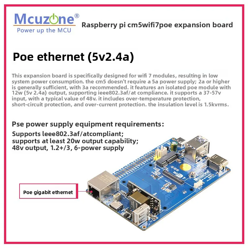 Raspberry Pi CM5_WiFi7_PoE Expansion Board With USB30 Ethernet RTC-Packet Capture Monitoring For Edge Computing AI Applications