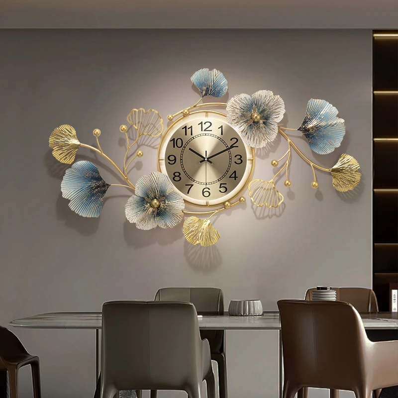 Ginkgo Leaf Wall clock Room decoration High-end noiseless clock Wall living room decor items часы настенные home furniture