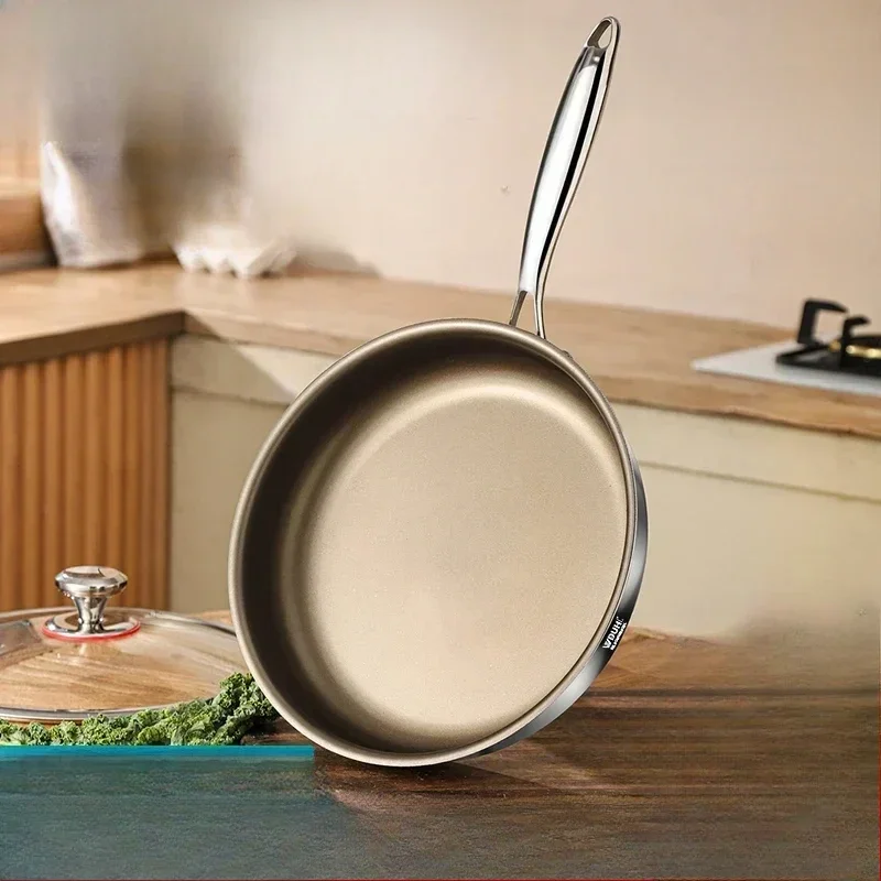 Titanium Pan Non-stick Frying Pan Household Wok Steak Frying Pan Induction Cooker Gas Stove Special  Wok Frying