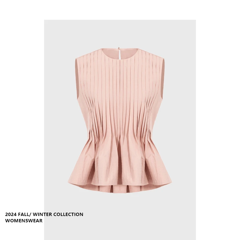 Top sin mangas Forever 21 retro con cuello redondo y adornos elaborados, diseño elegante y moderno de té de burbujas con sabor a melocotón, estilo para el día a día.